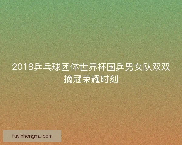 2018乒乓球团体世界杯国乒男女队双双摘冠荣耀时刻