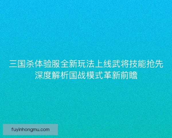 三国杀体验服全新玩法上线武将技能抢先深度解析国战模式革新前瞻