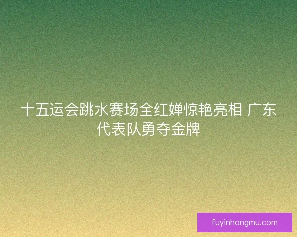 十五运会跳水赛场全红婵惊艳亮相 广东代表队勇夺金牌