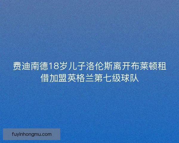 费迪南德18岁儿子洛伦斯离开布莱顿租借加盟英格兰第七级球队