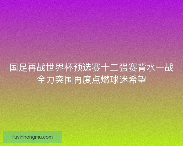 国足再战世界杯预选赛十二强赛背水一战全力突围再度点燃球迷希望 国足再战世界杯预选赛十二强赛背水一战全力突围再度点燃球迷希望