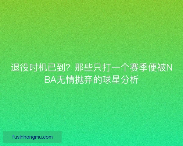 退役时机已到？那些只打一个赛季便被NBA无情抛弃的球星分析