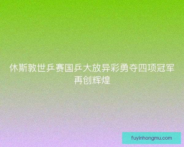 休斯敦世乒赛国乒大放异彩勇夺四项冠军再创辉煌 休斯敦世乒赛国乒大放异彩勇夺四项冠军再创辉煌