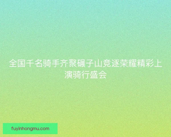 全国千名骑手齐聚碾子山竞逐荣耀精彩上演骑行盛会